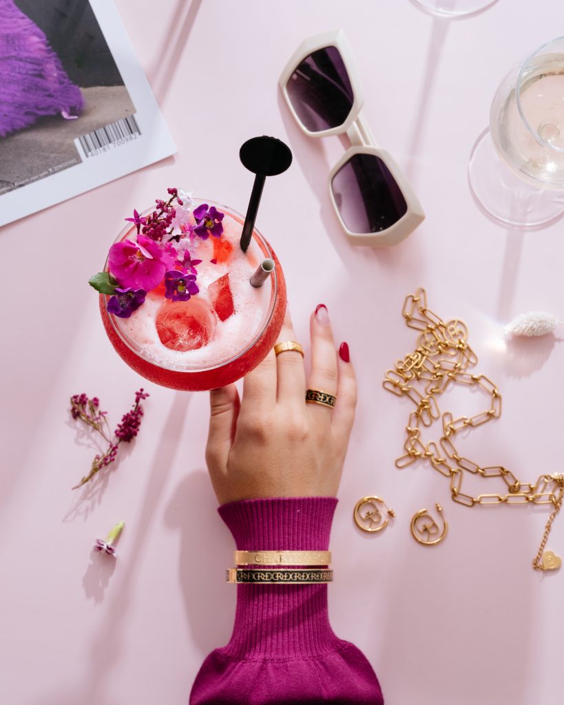 Hand holds parfait glass